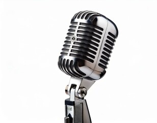 Fototapeta premium microphone vintage silver microphone isolated on transparent or white background