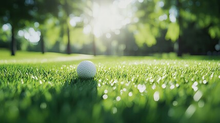 Inside-the-hole perspective of a golf ball falling in slow motion, with vibrant grass and rim textures in focus.