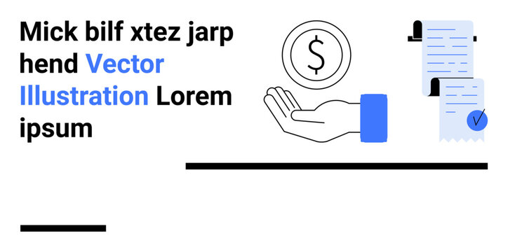 Hand holding a coin symbolizing savings with important documents featuring a blue checklist. Ideal for finance, business, contracts, agreements, audits, budgeting, investments, and presentations