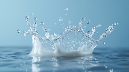 Milk splash, blue background, studio shot, clean