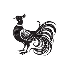 Black Color Pheasant silhouette design Vector Illustration, Solid White Background (2).eps
