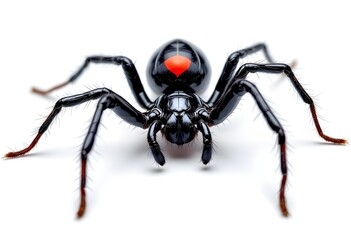 Fototapeta premium Close-up of a black spider with a red marking