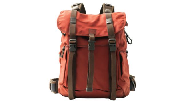 Tourist travel backpack bag on transparent background 