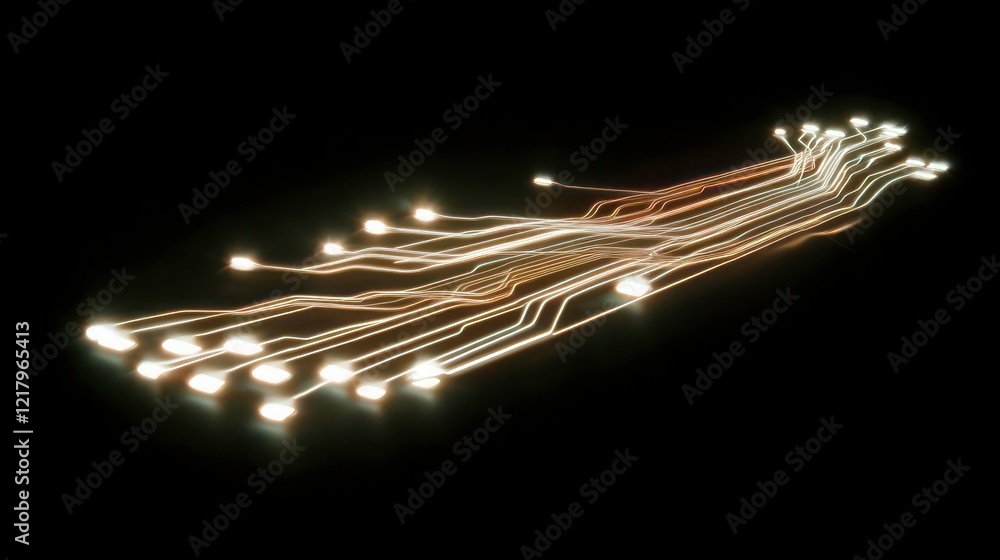 Poster abstract glowing lines resembling a circuit board or neural network on a black background.