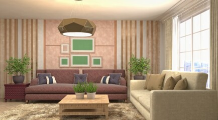 Stylish living room featuring cozy furniture and natural plants.