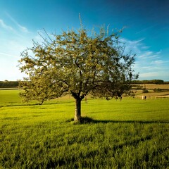 Fototapeta premium tree in the middle of a field in summer