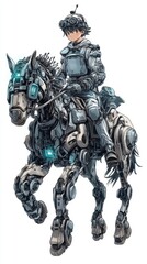 Boy Riding A Futuristic Mechanical Horse