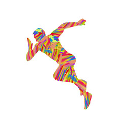colorful abstract silhouette of a person running without background