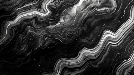 Fototapeta premium Abstract Swirls: Black and White Liquid Marble Texture - Modern Art Print