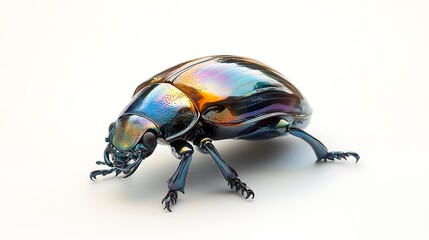 Naklejka premium A Stunning Close-Up of an Iridescent Jewel Scarab Beetle