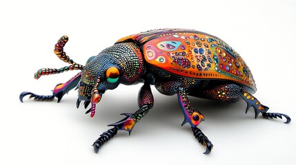 Naklejka premium Vibrant Jewel Beetle: A Masterpiece of Artistic Insect Sculpture