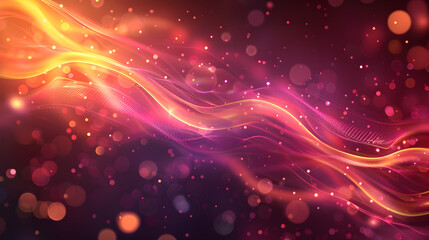 Obraz premium Abstract digital artwork featuring flowing lines and bokeh effects in vibrant colors.