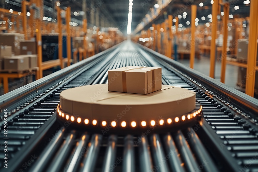 Poster automated package sorting system in modern warehouse
