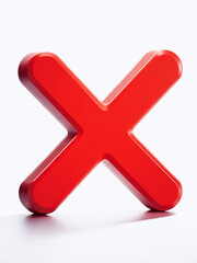 Obraz premium Red cross mark isolate on white background, cartoon 3d render. 300dpi