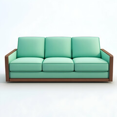 Fototapeta premium Mint green sofa, studio shot, modern design, simple background, furniture catalog