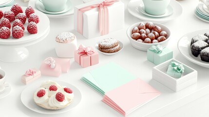 Elegant Pastel Dessert Table Setting
