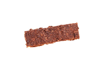 Top view of healthy granola bar chocolate or cocoa flavor. wellness concept on transparent background