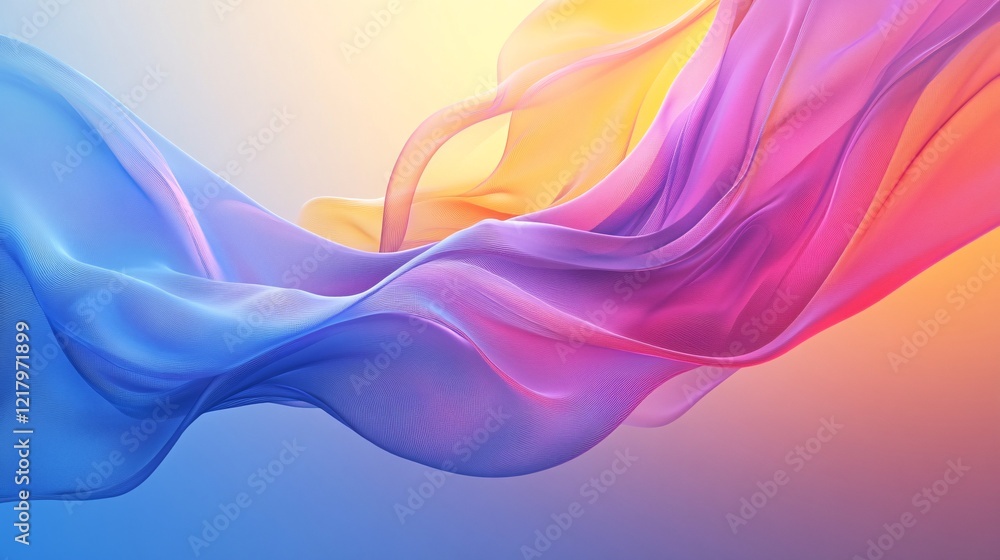 Poster flowing fabric creates an abstract design with pastel colors
