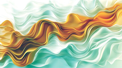 Obraz premium Abstract Golden and Teal Waves: A Symphony of Color and Motion