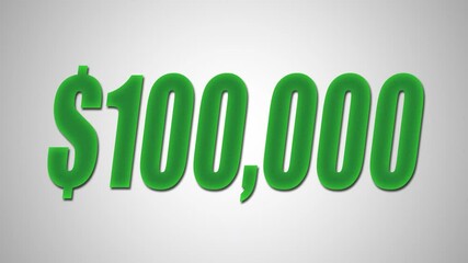 Money counter going up, 100K $100,000 4K UHD