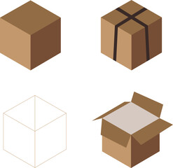 Silhouette give box and other icon flat style with vector and background design . 
