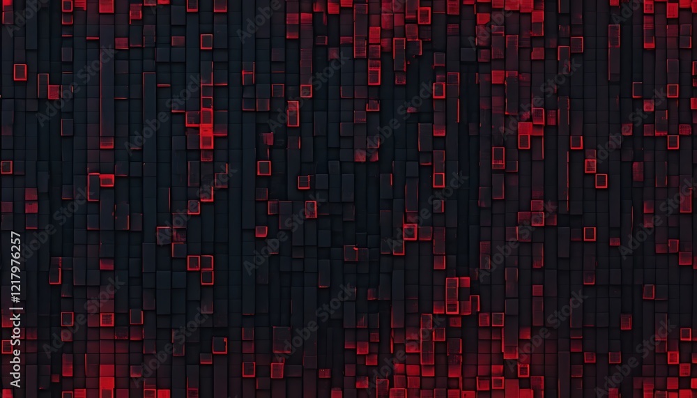 Aufkleber abstract red and black cube pattern design