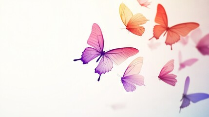 Fototapeta premium Butterflies fly through the air One flies out of frame