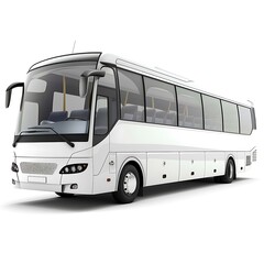 Big tourist bus on white background