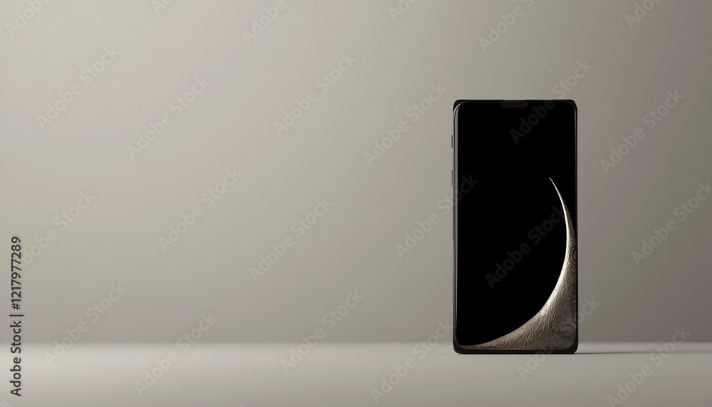 Poster elegant dark smartphone with abstract particle design