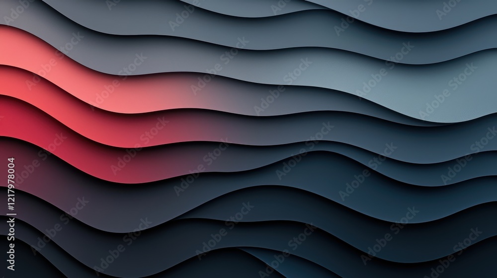 Aufkleber abstract wavy pattern in soft gradient shades of red and blue