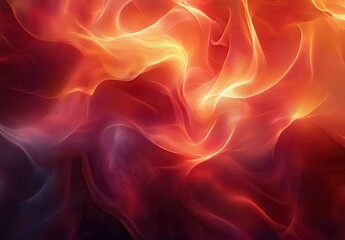 Fototapeta premium Abstract Flowing Patterns with Warm Orange and Red Tones, Creating a Sense of Movement and Energy in a Dreamlike and Vivid Setting, Perfect for Backgrounds or Textures