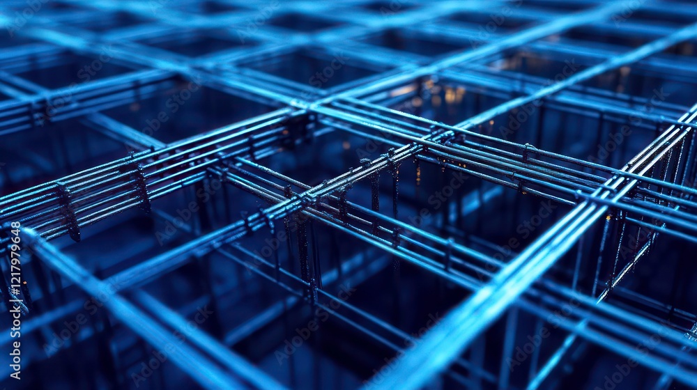 Aufkleber abstract blue grid structure, network connection concept.