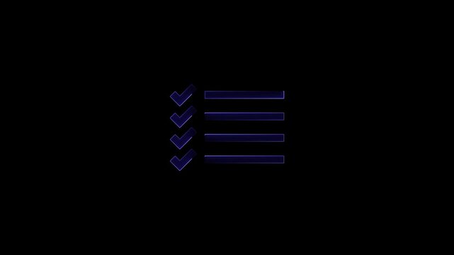 Neon menu button icon. Glowing neon line Restaurant cafe menu icon isolated.Glowing neon line animation on black background.Animation of Neon menu button icon .4k..