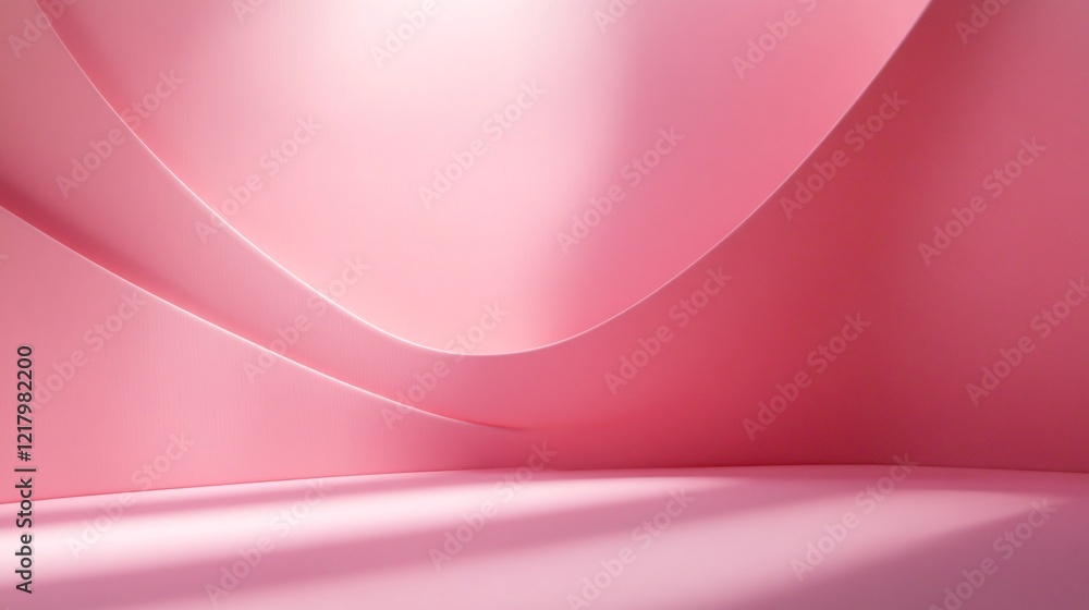 Poster pink abstract empty room with curved walls and floor for product placement