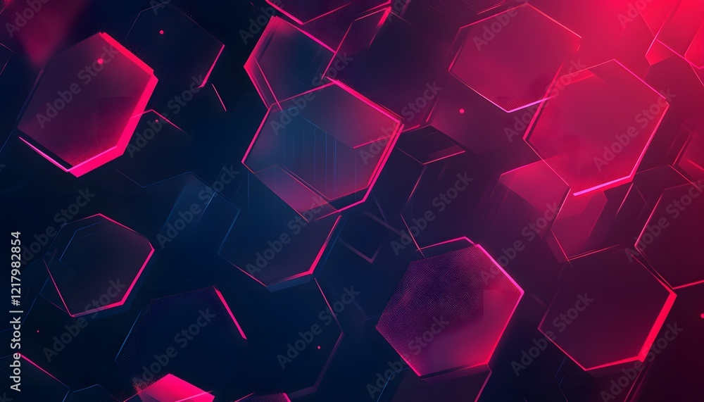 Poster abstract hexagon pattern neon light design
