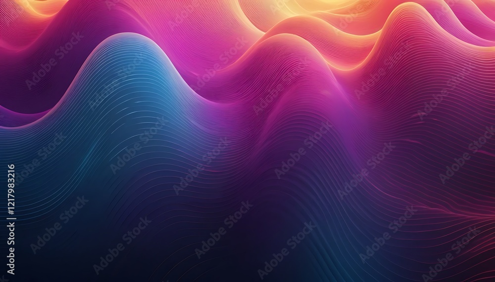 Poster Abstract Wavy Lines Gradient Color Pattern Design