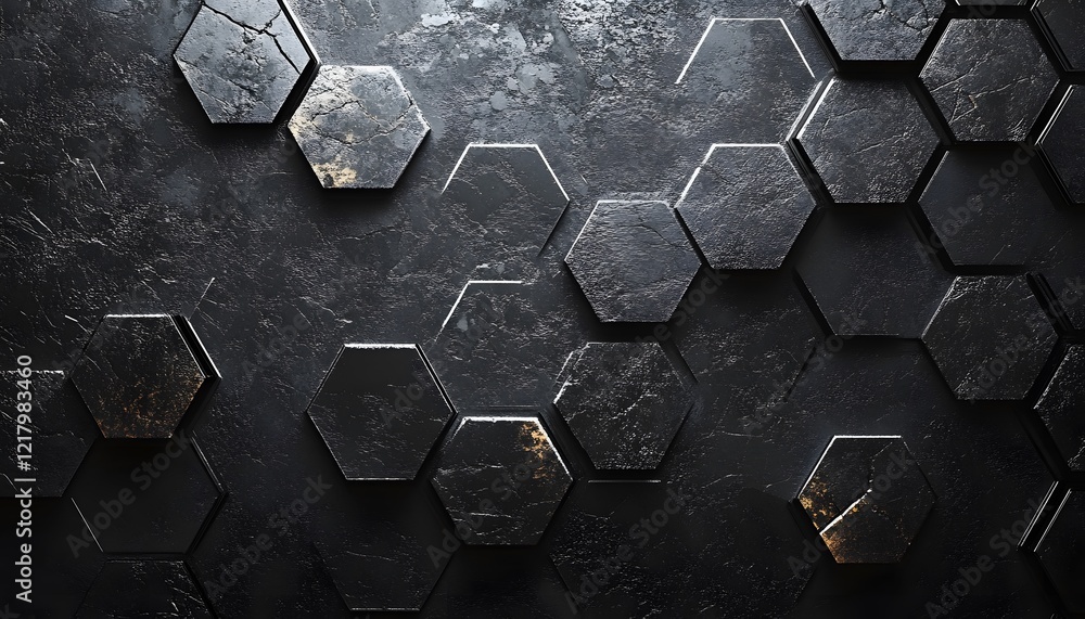 Poster abstract dark hexagon pattern background design