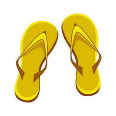 Yellow flip flops isolated on a white background. Vector illustration.