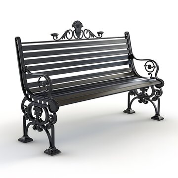 recommend clip art: Black park bench isolated on white background