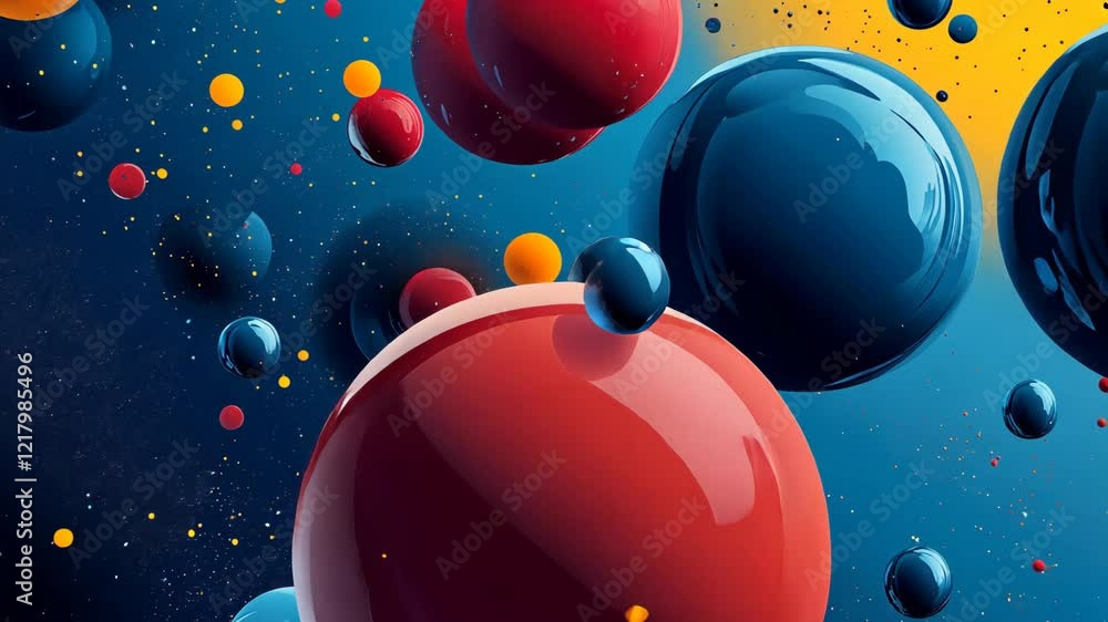 Aufkleber colorful abstract representation of planets in a cosmic setting with vibrant colors and dynamic move