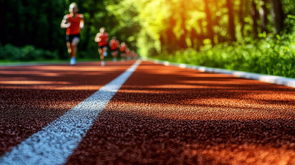 Runners on a Sunny Track: Athletic Competition in Nature