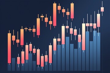 Upward trending candlestick chart.