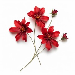 Red Coreopsis Isolated on White Background. Beautiful Coreopsis Flower