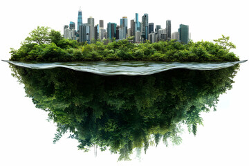 Floating City, Green Island, Urban Oasis, Environmental Concept