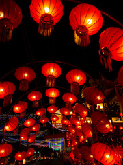 Red lanterns for Chinese New Year in the night, Thailand.