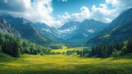 Majestic Mountain Valley: A Serene Landscape