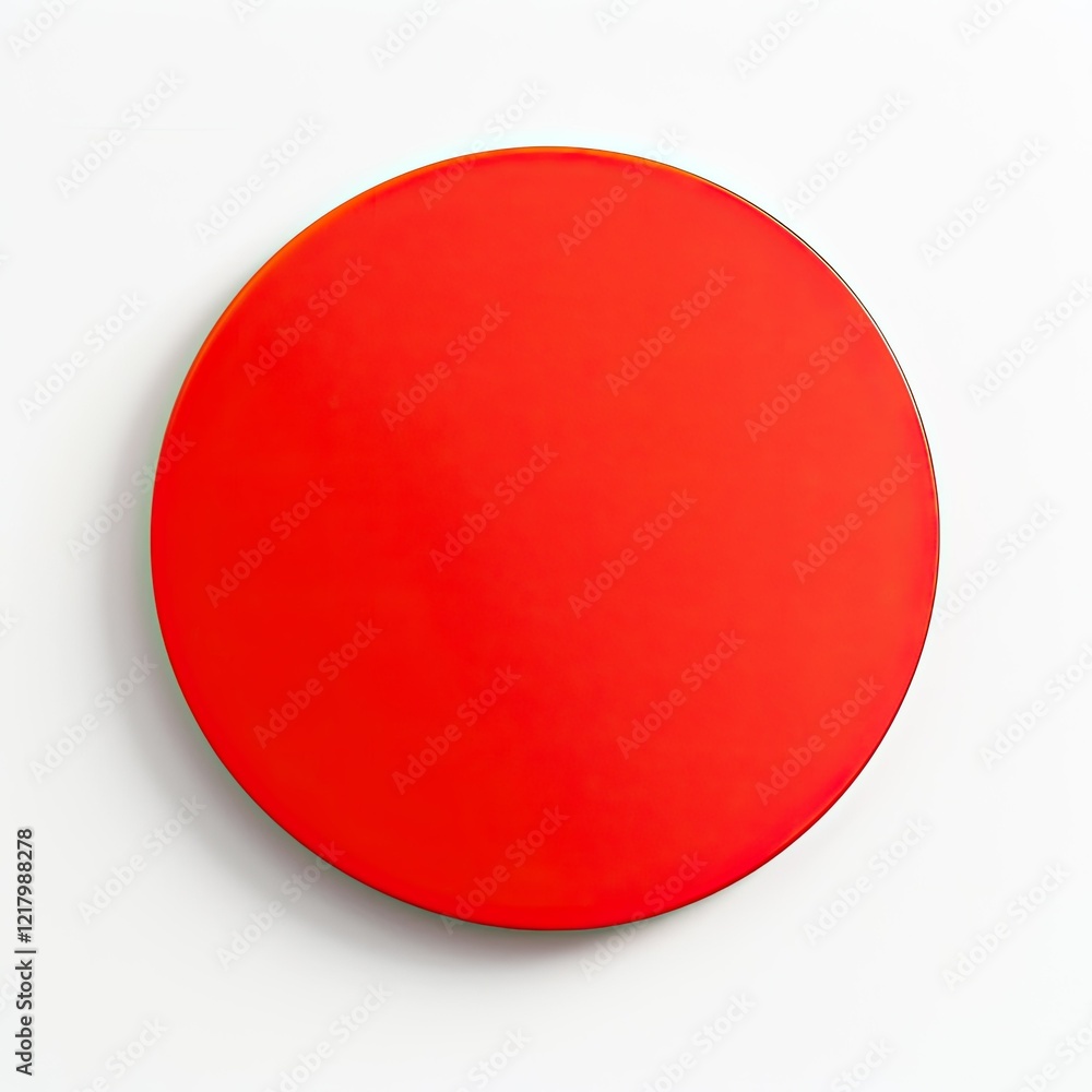 Poster a simple, circular red object set against a white background, emphasizing minimalism. isolated on wh