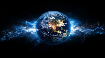 Earth with lightnings
