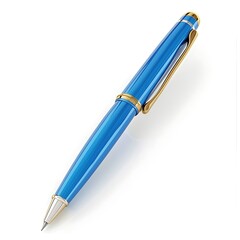 Blue pen on white background