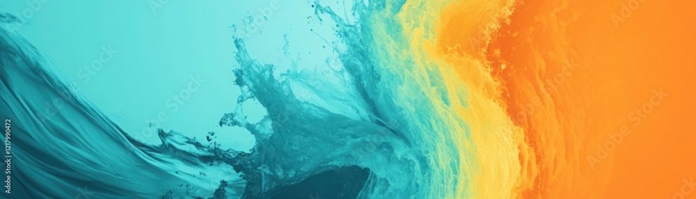Aufkleber vibrant colorful abstract wave patterns in aqua and orange hues creating an artistic background for 